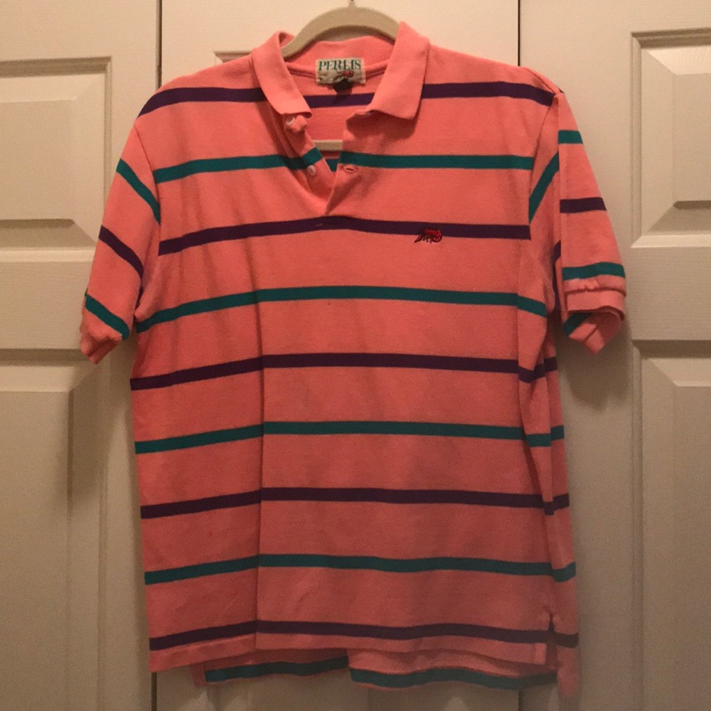 Perlis Polo Pink w/ Stripes (Size M)